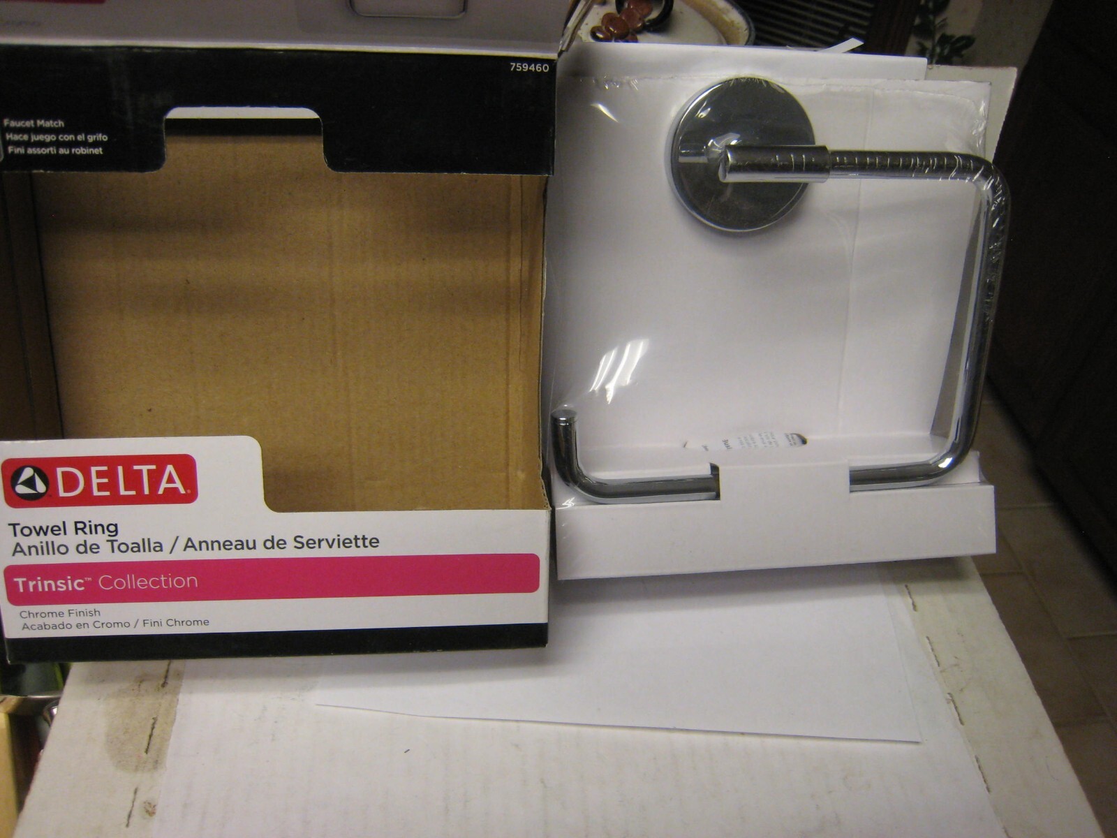 Delta 759460 Trinsic Wall Mounted Towel Ring - Polished Chrome Finish NEW