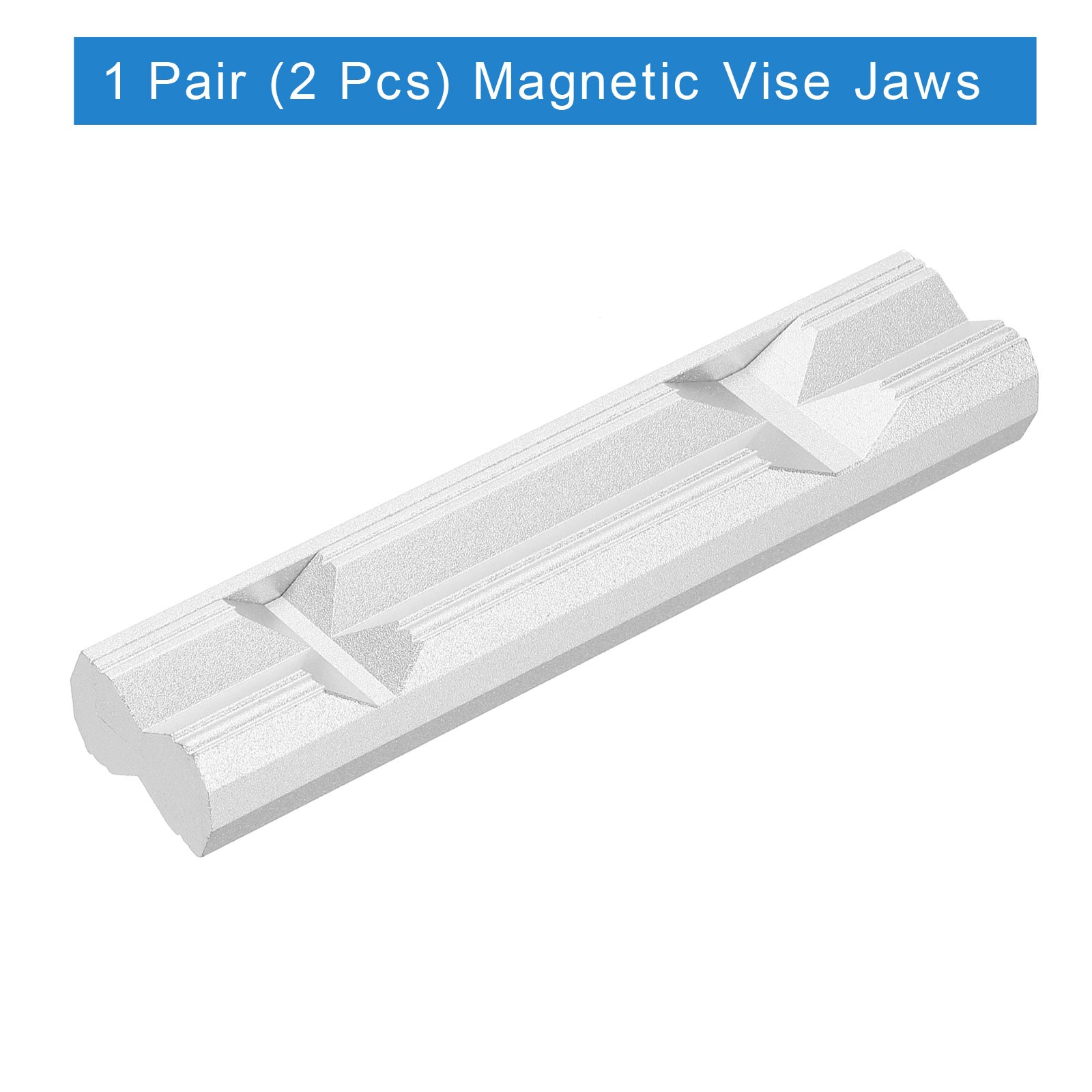 Aluminum Vise Jaws 6" Magnetic V-type Soft Rubber Pads Covers Silver