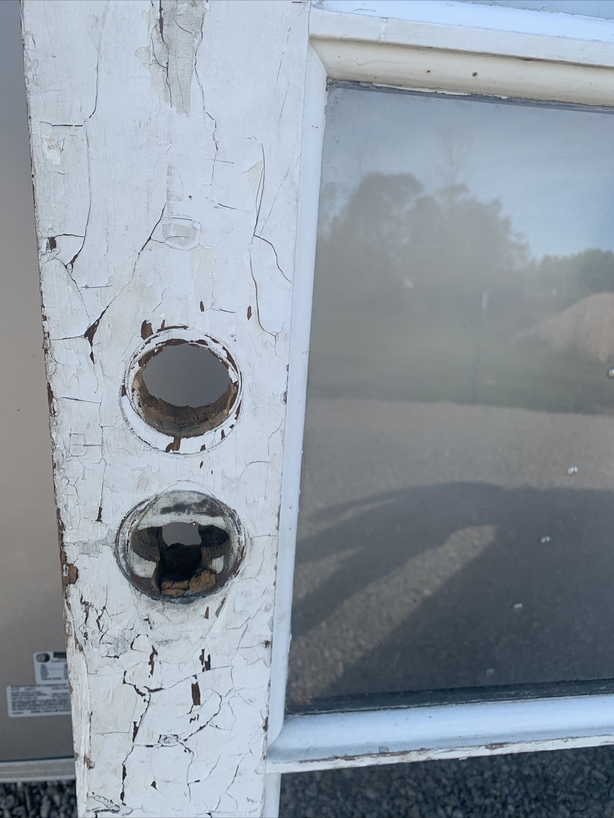 24" Door Wood French Door 4 Glass Pane Windows Rustic Patina Barn Repurposed