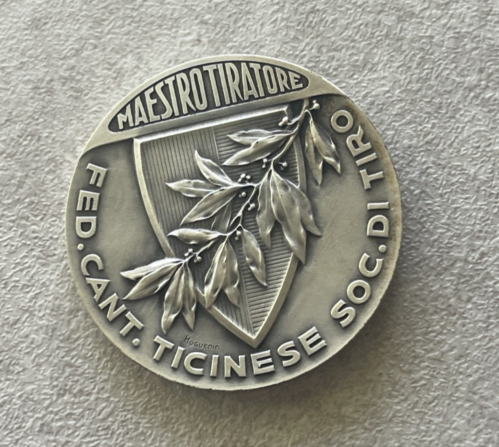 (ND) Ticino Silvered Bronze Swiss Shooting Medal R-1523b L2