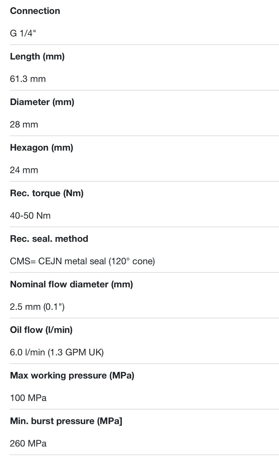 10-116-6402 CEJN (box of 10) 1/4” Female NPT High Pressure Nipple