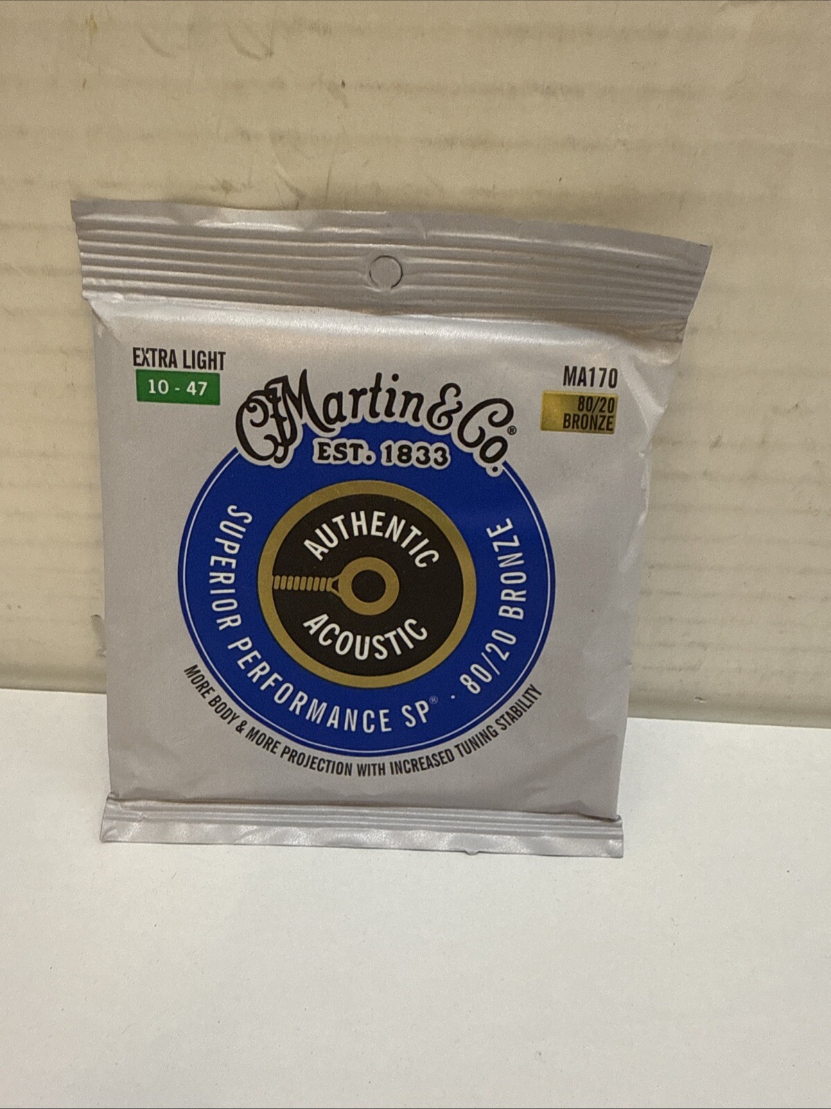 Martin MA170 Authentic Acoustic SP 80/20 Bronze Guitar Strings, Extra Light