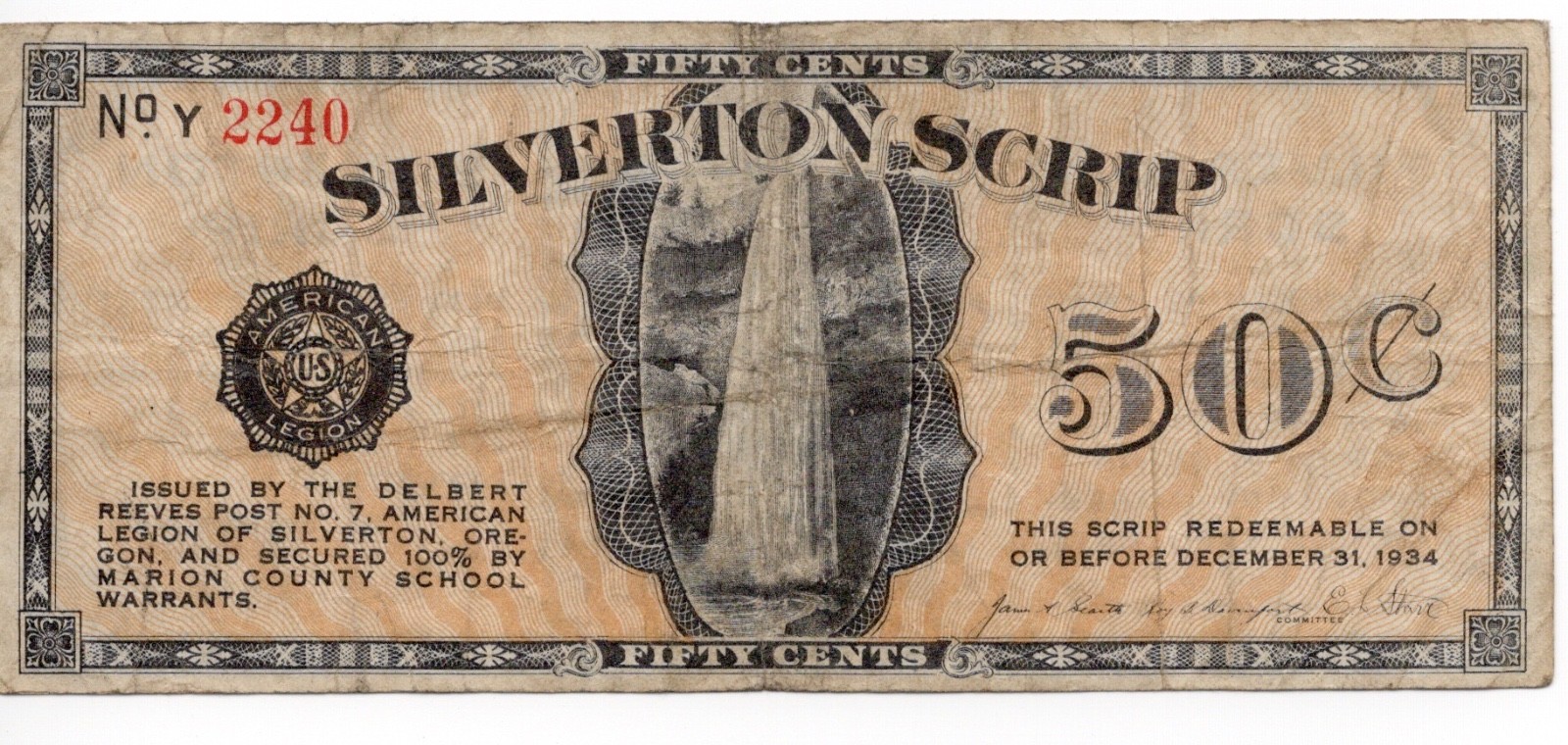Silverton, Oregon - full set of 1933 Depression scrip
