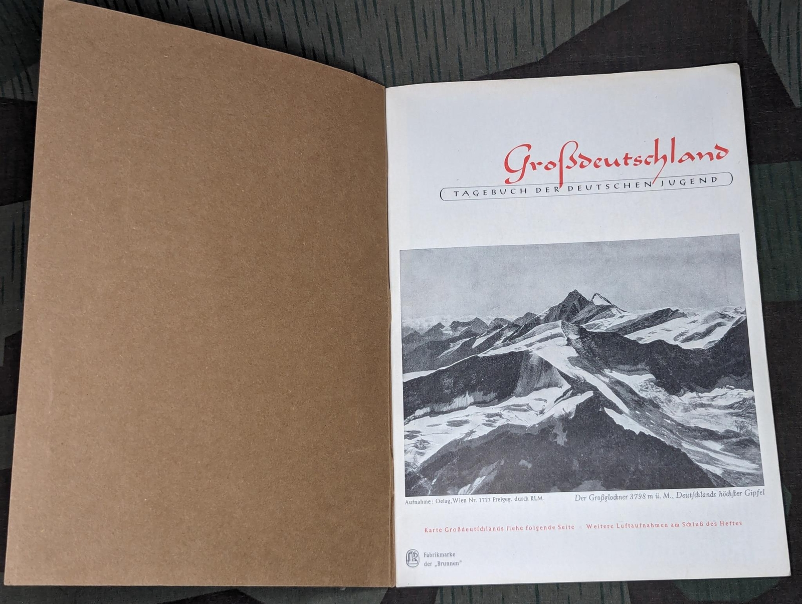 WWII German Grossdeutschland School Day Book for Students Jugend Youth Deadstock