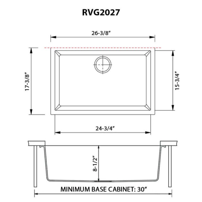 Ruvati 27x18" Undermount Granite Composite Quartz Kitchen Sink- RVG2027WH