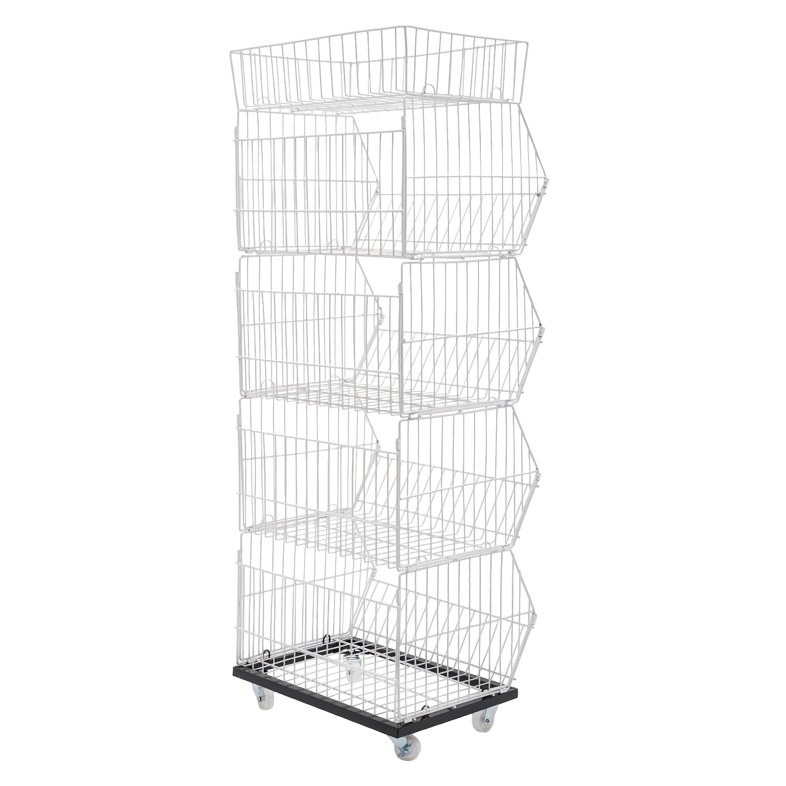 5-Tier Wire Grid Retail Display Rack with Wheels - Sturdy & Stylish Storage