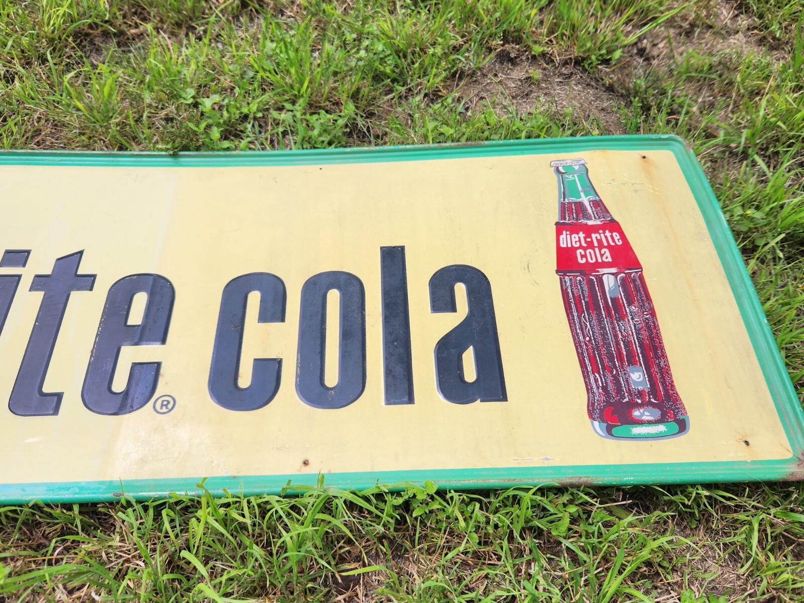 Large 54" Vintage Diet Rite Cola Sign Embossed Self Framed Soda Pop Gas Station