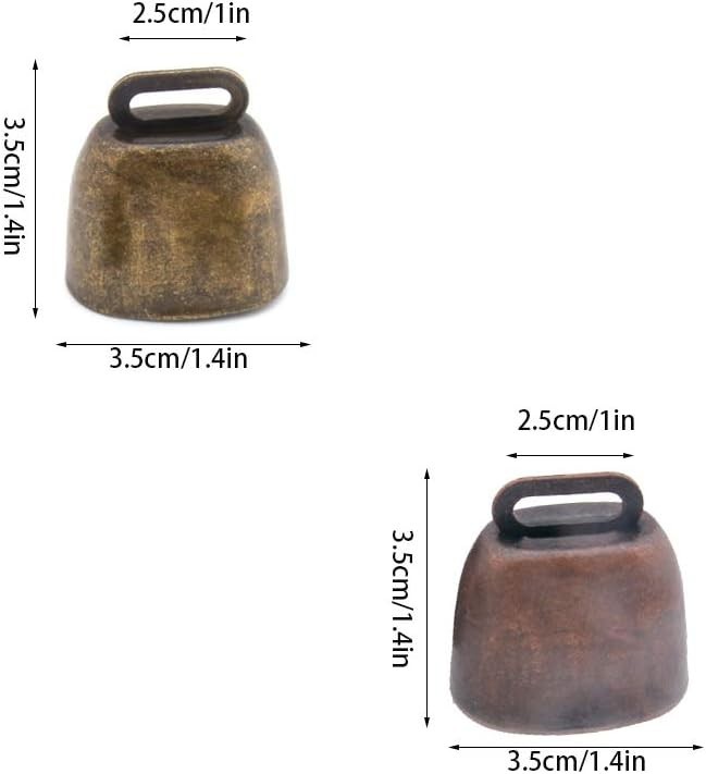 5 Pack Grazing Copper Bells, Metal Cow Bells for Dogs, Animal Copper Loud Bronze
