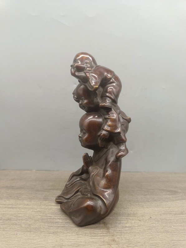 7.6" Antique Old Chinese Buddhism Bronze Temple Monk Buddhist Monk Buddha Statue