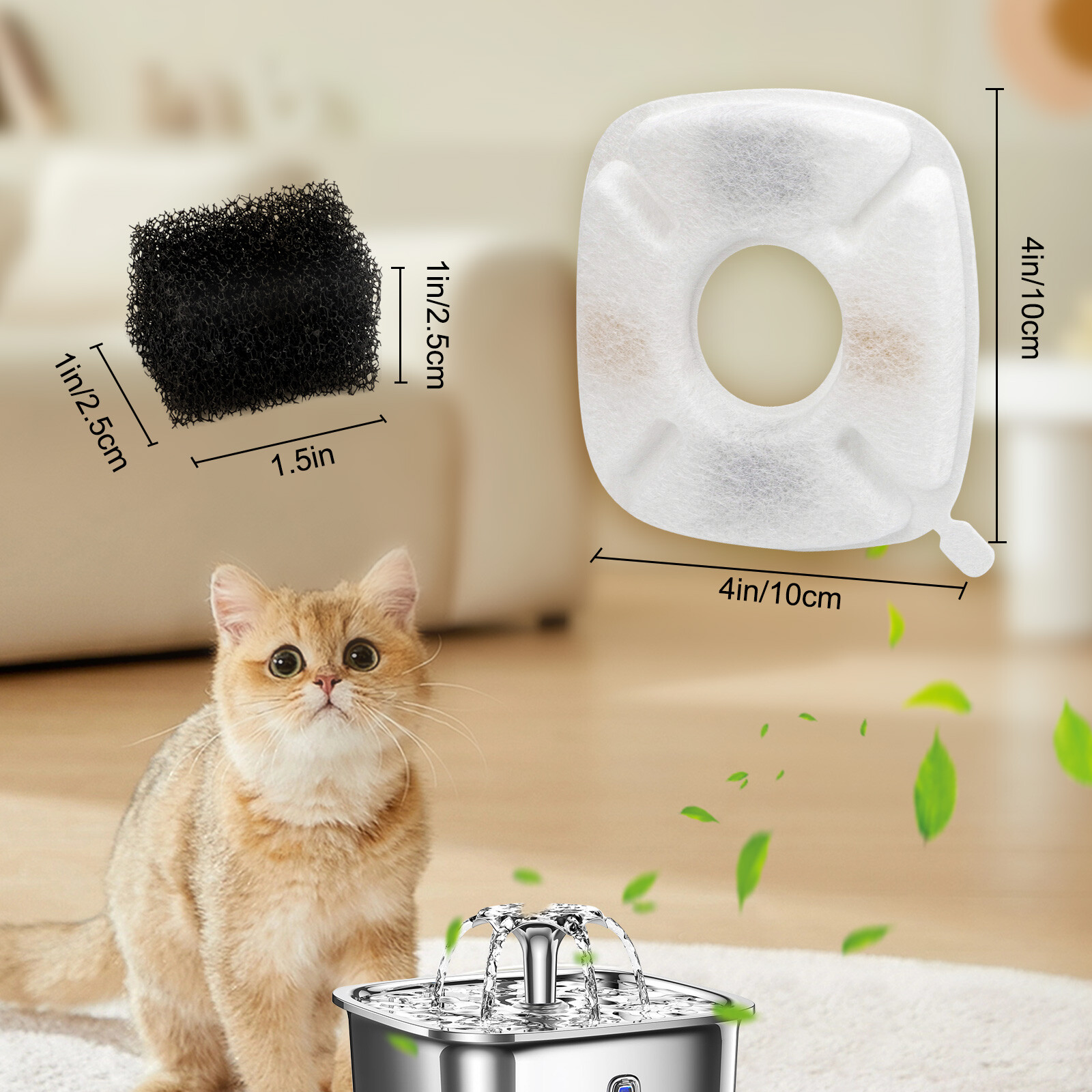 28pcs Pet Cat Water Fountain Replacement Filters Fits for Veken 95/ 67/135oz