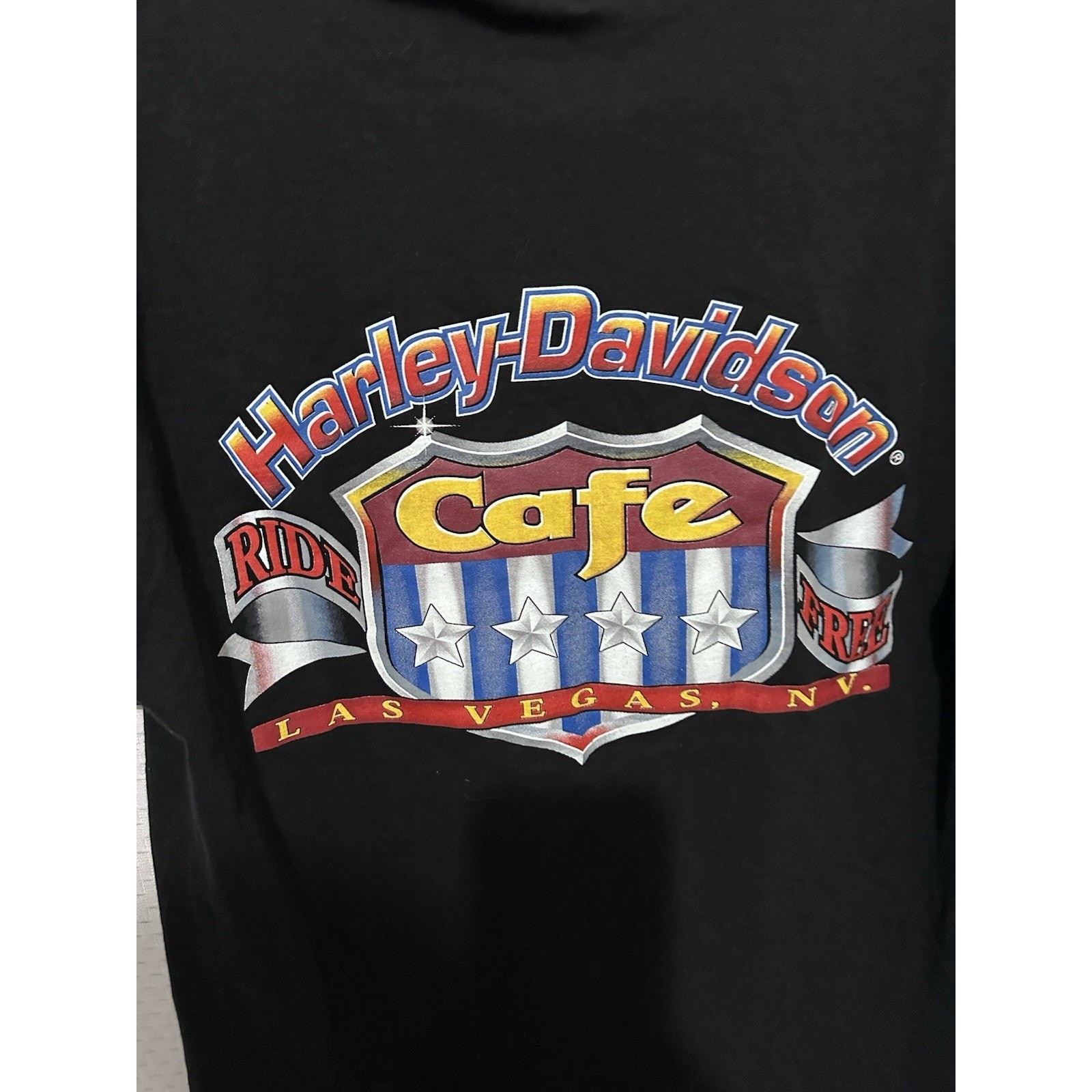 Harley Davidson 2001 Cafe Las Vegas T-Shirt Made in USA Black Motorcycle Medium