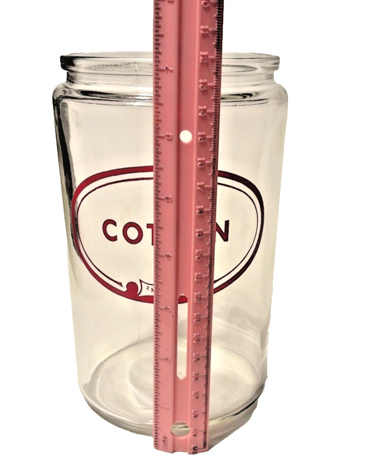 MERCO Cotton Glass Medical Apothecary Jar with Lid 7.5" Vintage