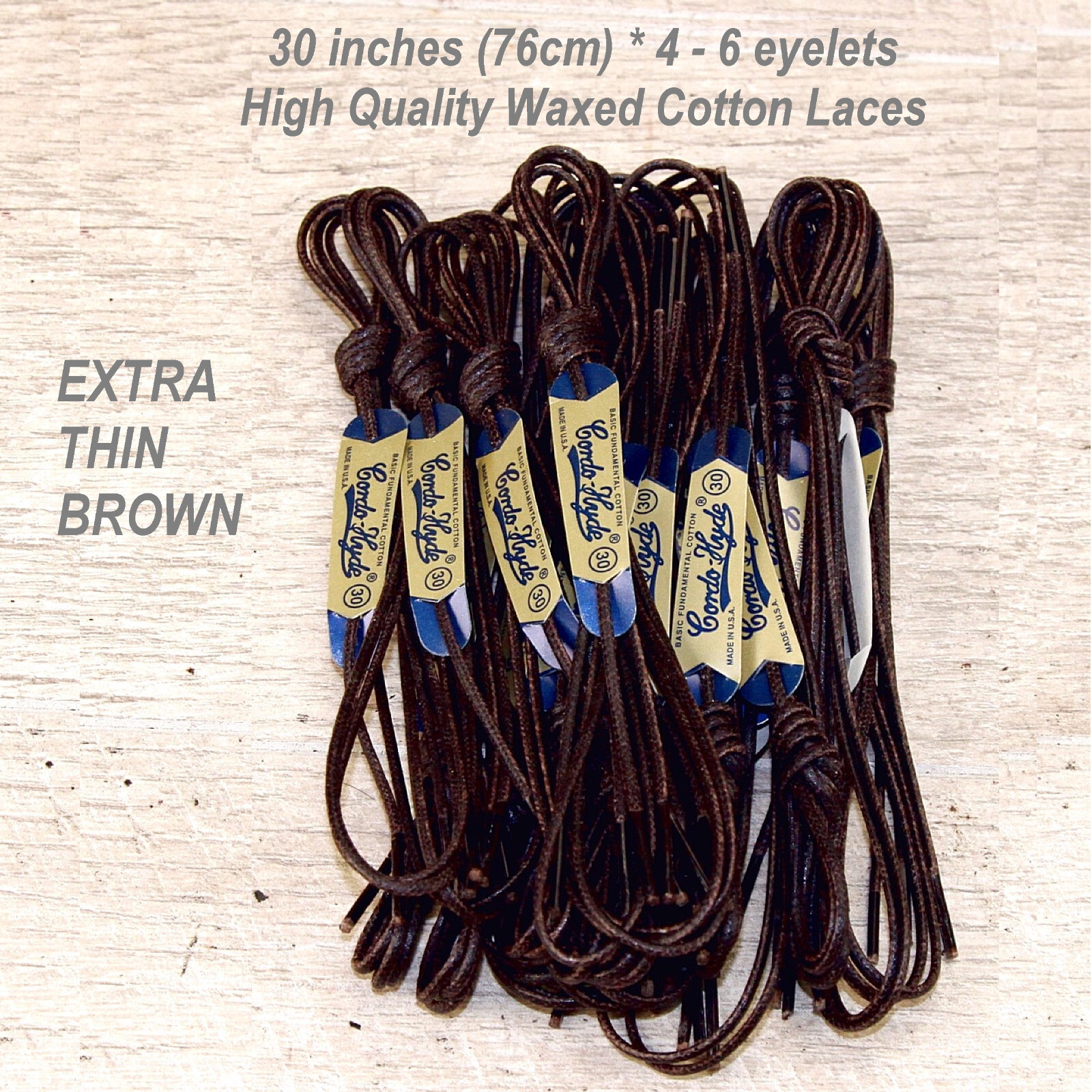 EXTRA THIN BROWN Waxed Cotton SHOELACES Laces (any qty = one ship) Allen Edmonds