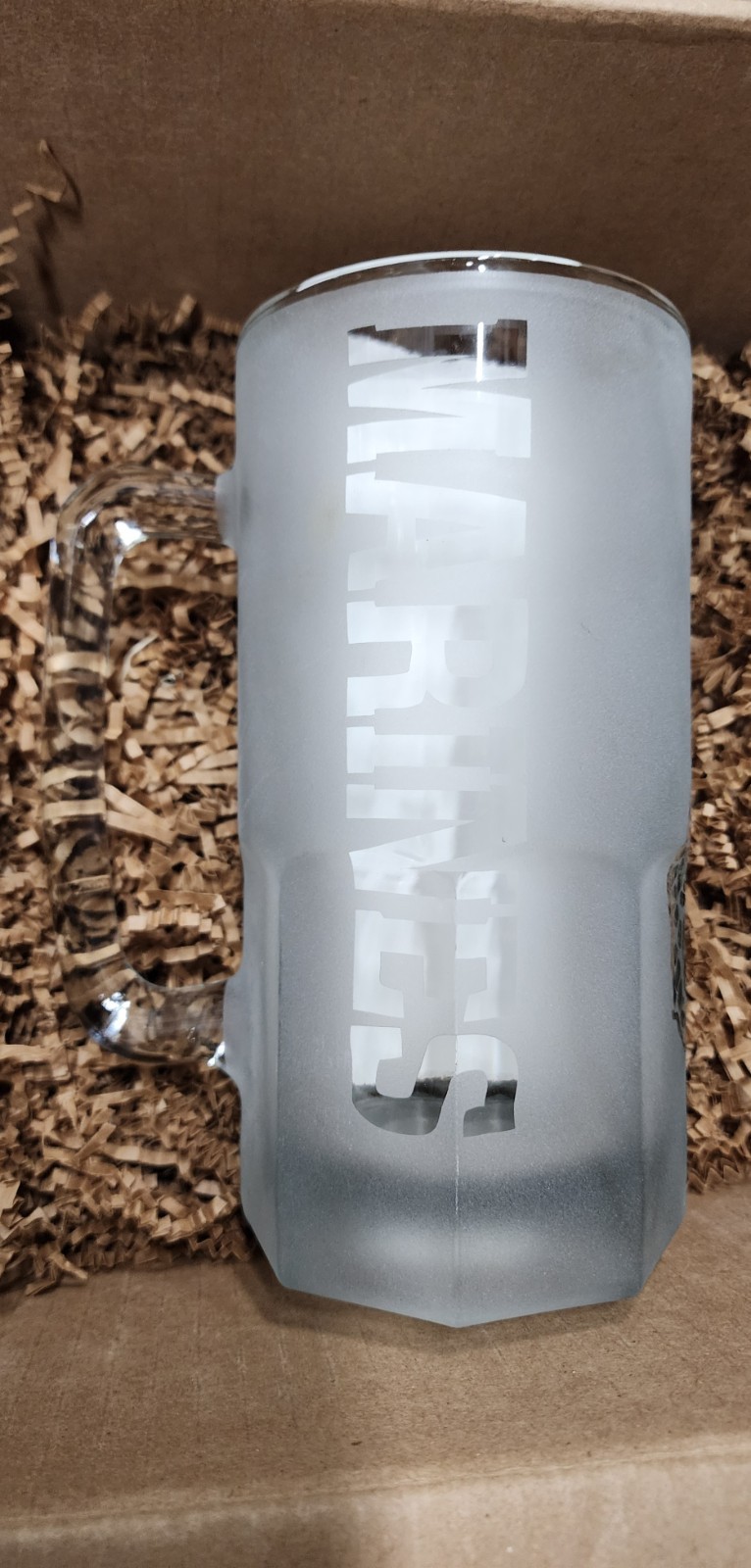 US Marines Logo Frosted Glass Beer Mug 1 Liter, Used, Free Shipping