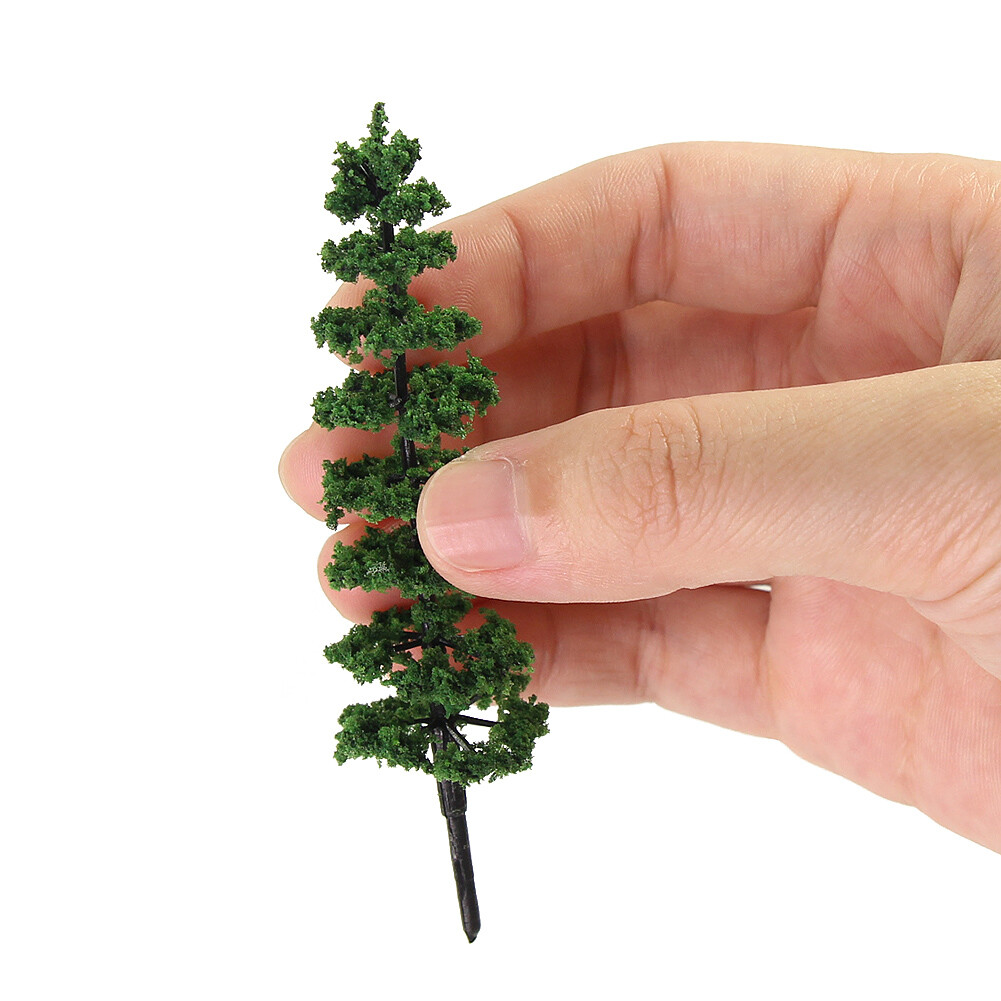 80pcs Model Railway Layout HO OO Scale 1:75 Green Tower Trees 90mm TC90