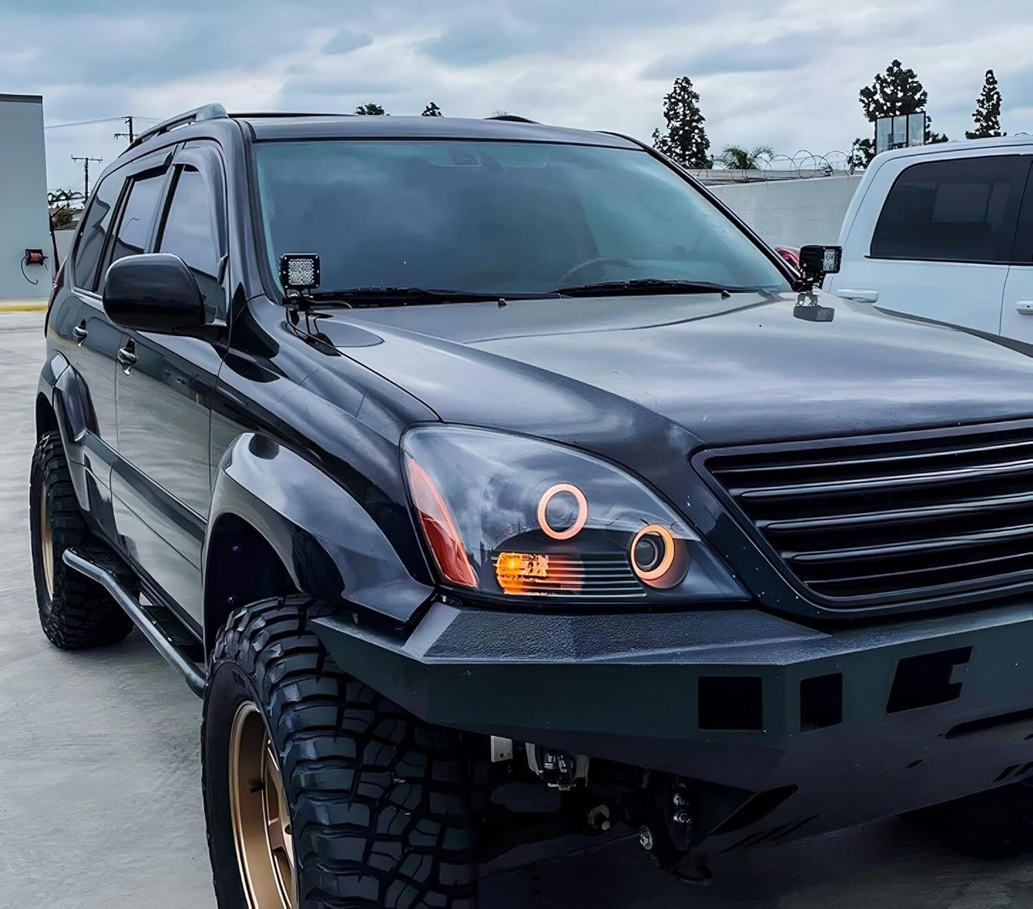 Hood Hinge Mount A-Pillar LED Ditch Light Bracket For Lexus 03-09 GX470 J120 LC