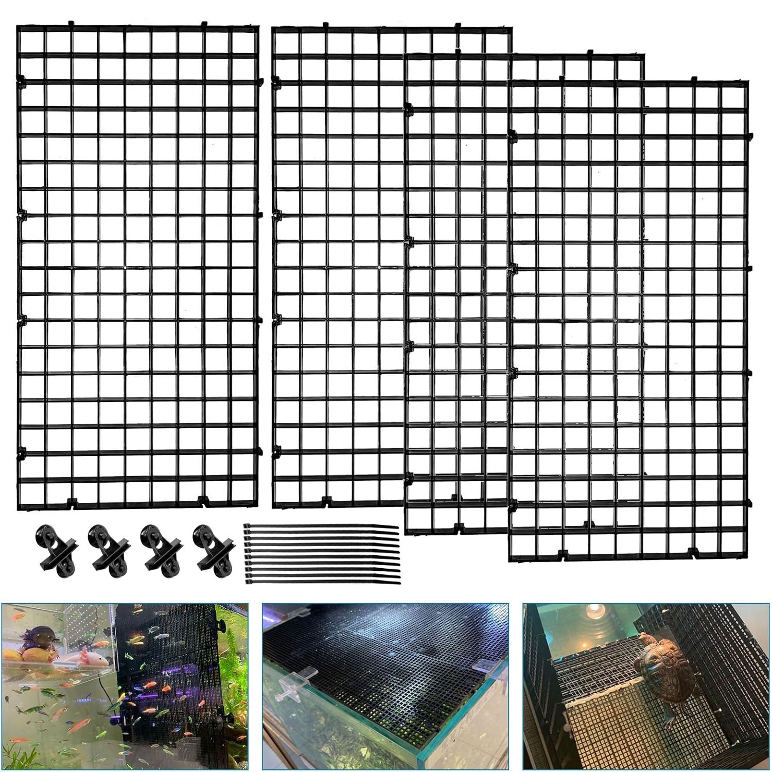 4PCS Fish Tank Divider Kit, Egg Crate for Aquarium Separation & DIY Filtration