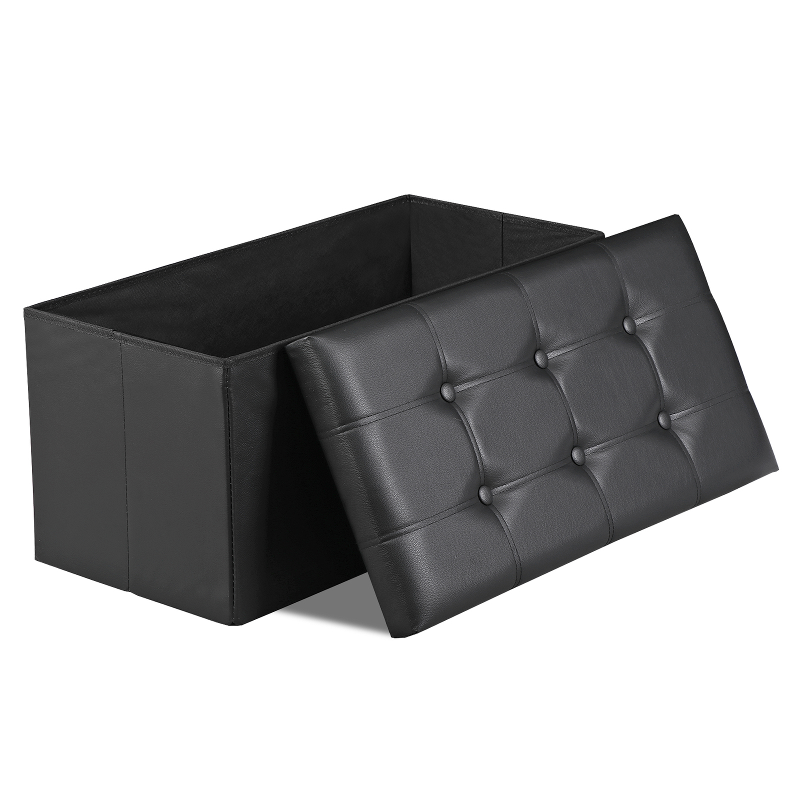 30 inches Folding Storage Ottoman 80L Storage Bench for Bedroom Hallway Black