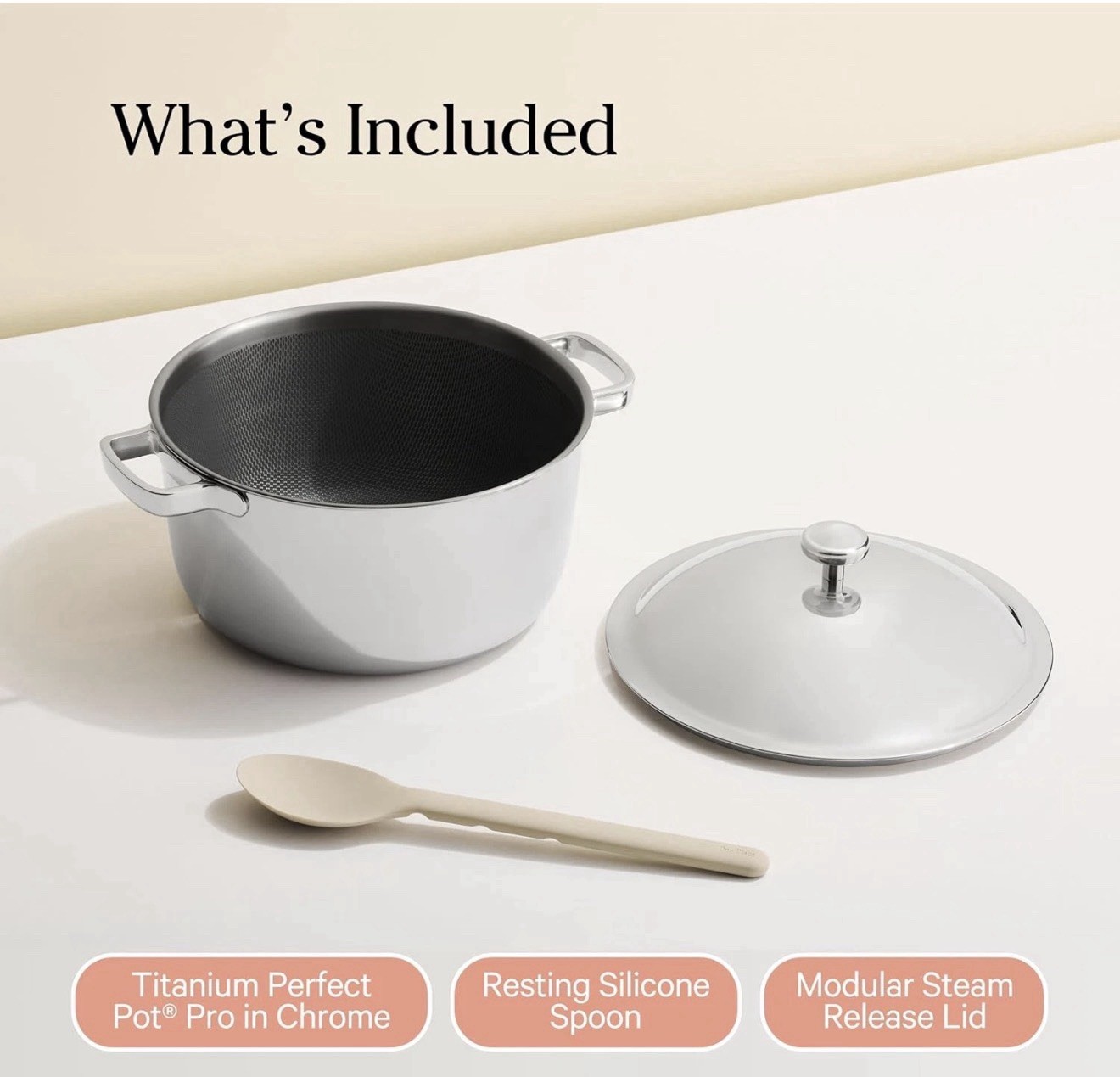 Our Place Perfect Pot Pro 6.75Qt Titanium Stock Pot Tri-Ply Induction Oven Safe