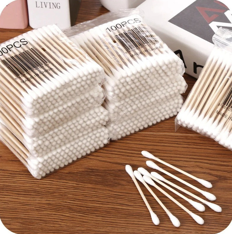100/1000pcs Double Head Cotton Swabs: Wooden Stick Makeup Cleaning Buds - NEW