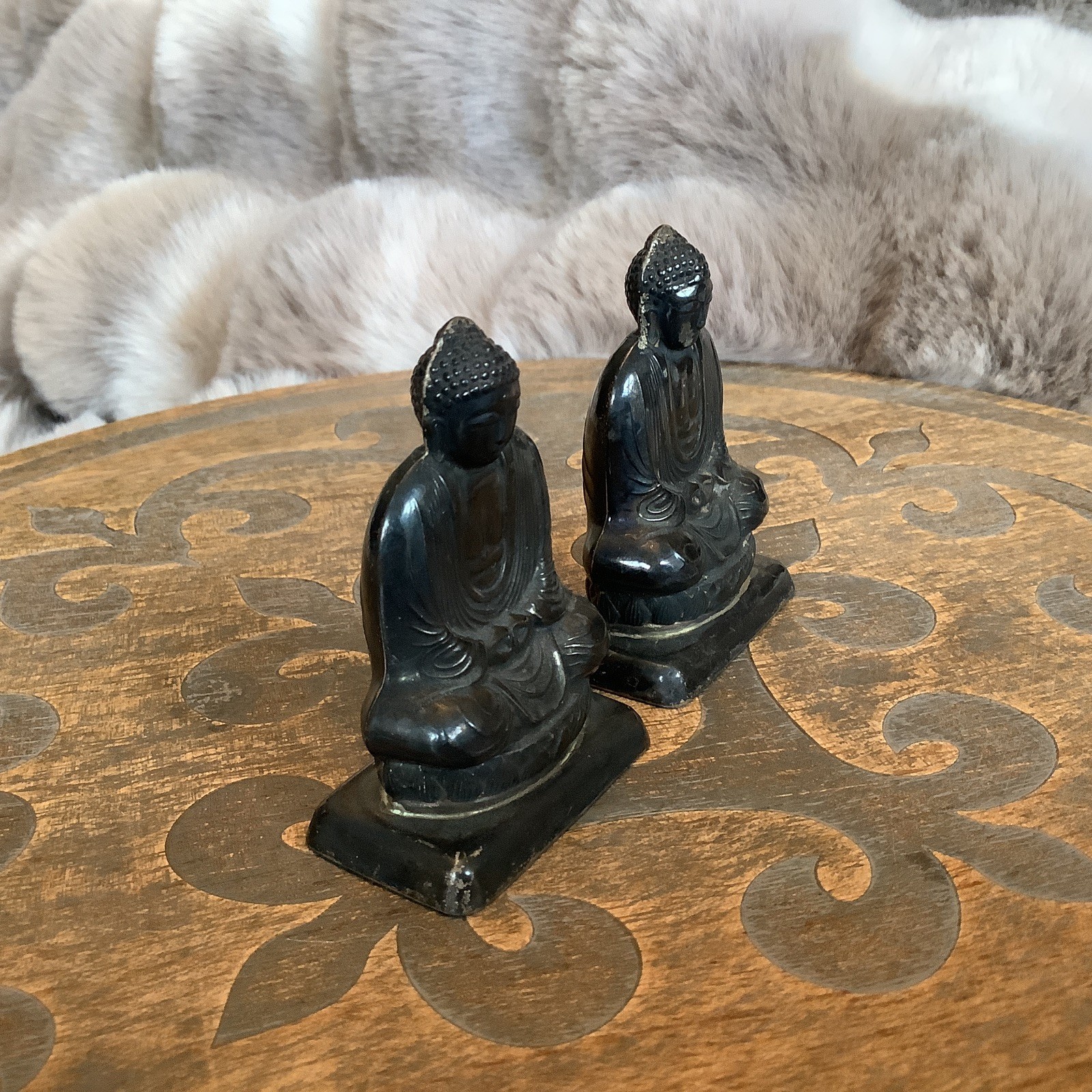 Vintage Sterling Silver Japanese Buddha Salt & Pepper Shaker Set