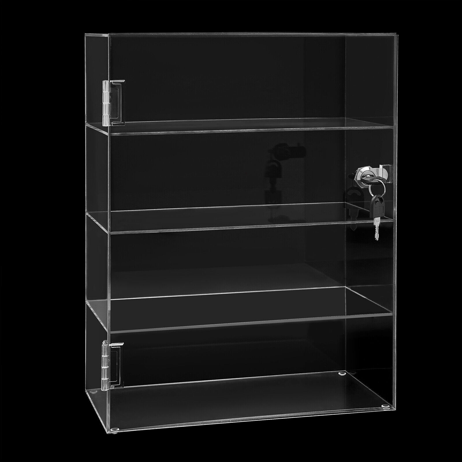 Acrylic Display Case Countertop Clear Box Dustproof Shelves Showcase with Lock