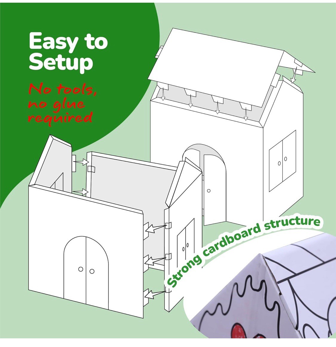 Gingerbread Cardboard Playhouse Kids Coloring Indoor Fun 24 Butter Crayons