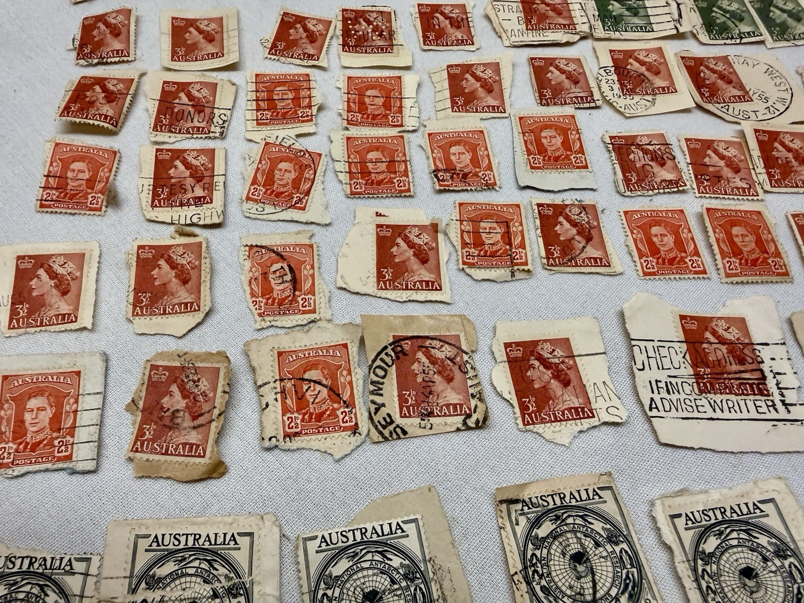 Vintage Australia Royalty Stamp Collection Lot 80+ Used 50s-60s, Queen Elizabeth