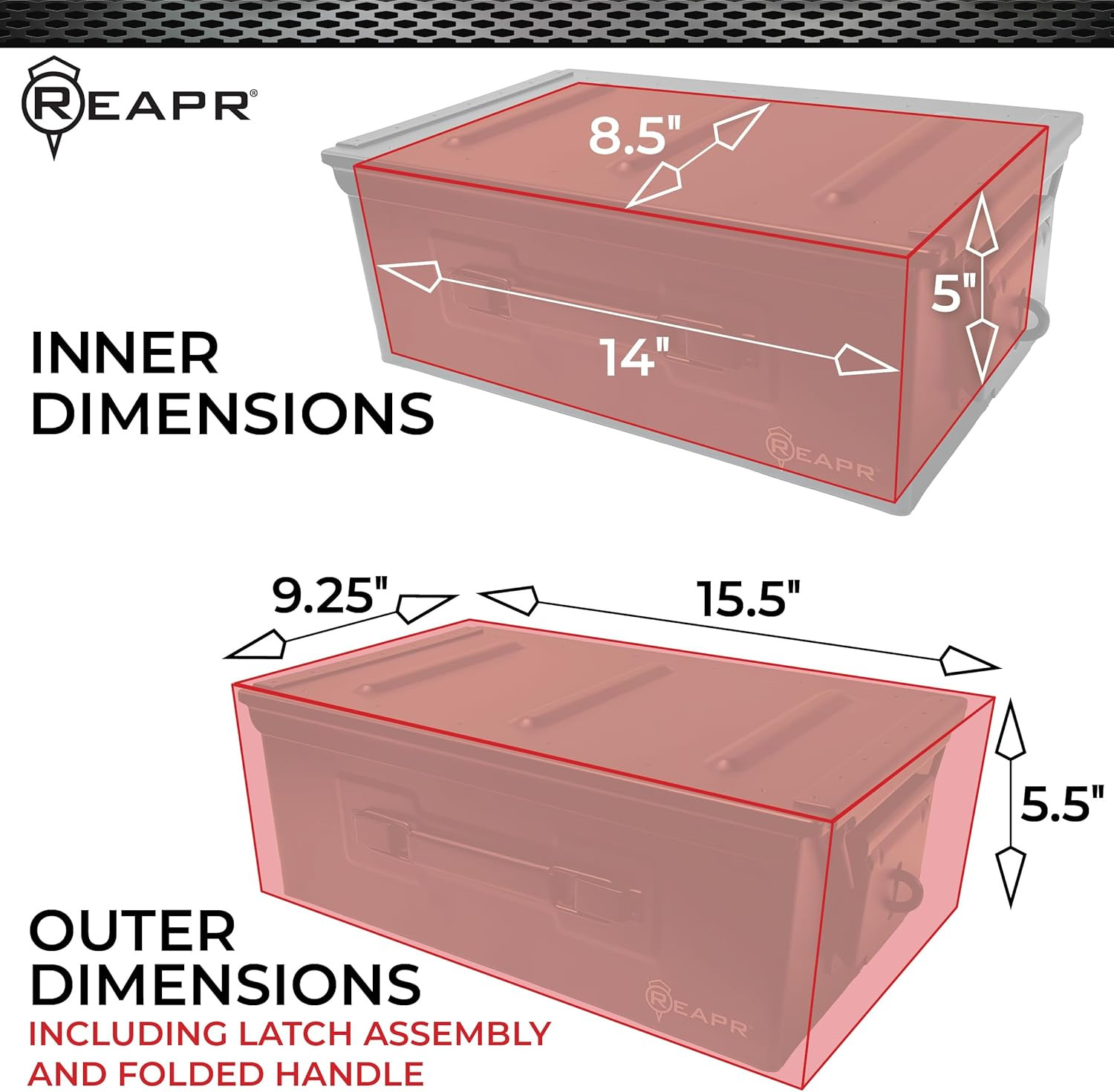 Reapr Steel Ammo Can, Heavy Duty Locking Metal Ammo Storage Box, Airtight and Wa