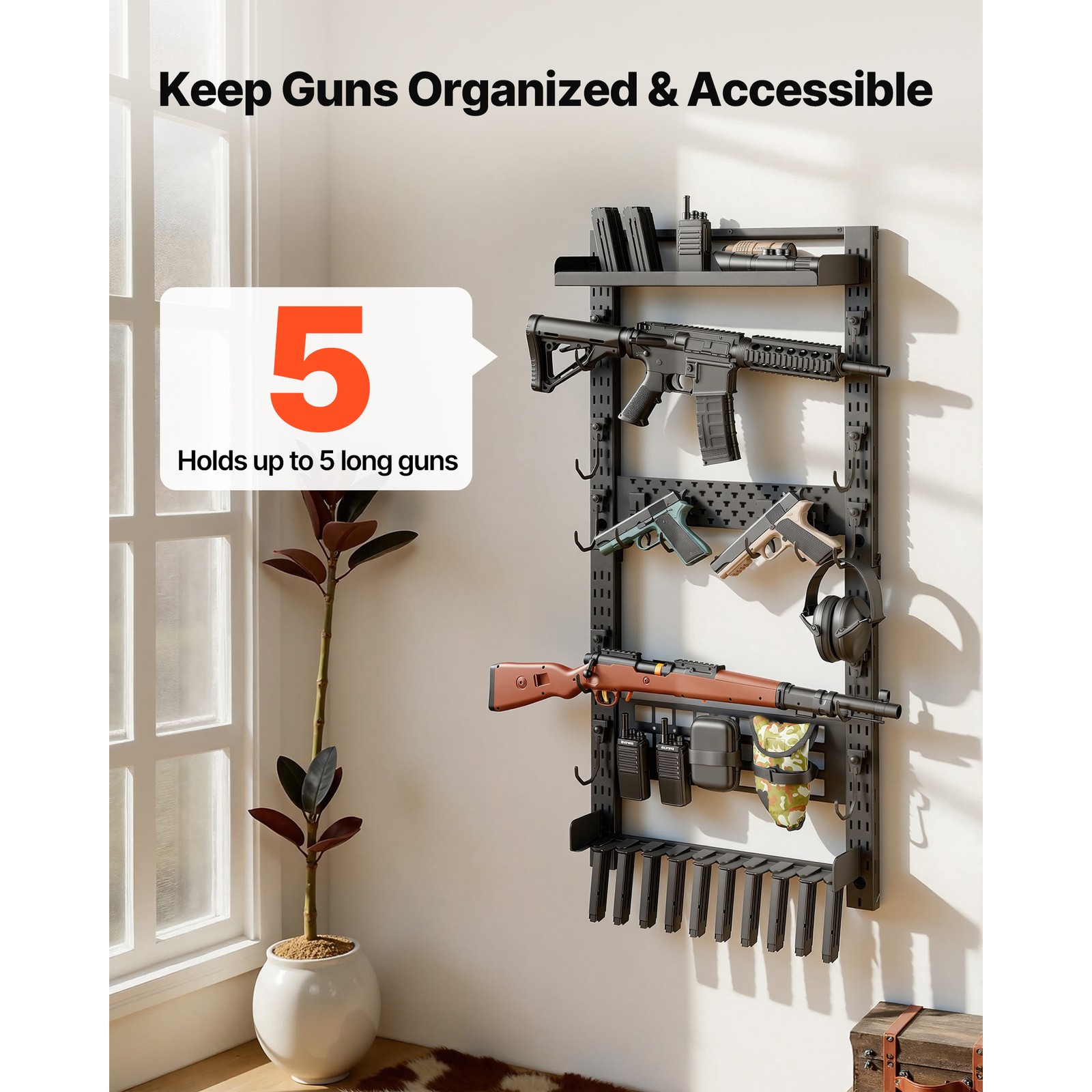 Uimoso Steel Wall Mount Gun Rack for Rifles, Shotguns, and Tactical Gear Storage
