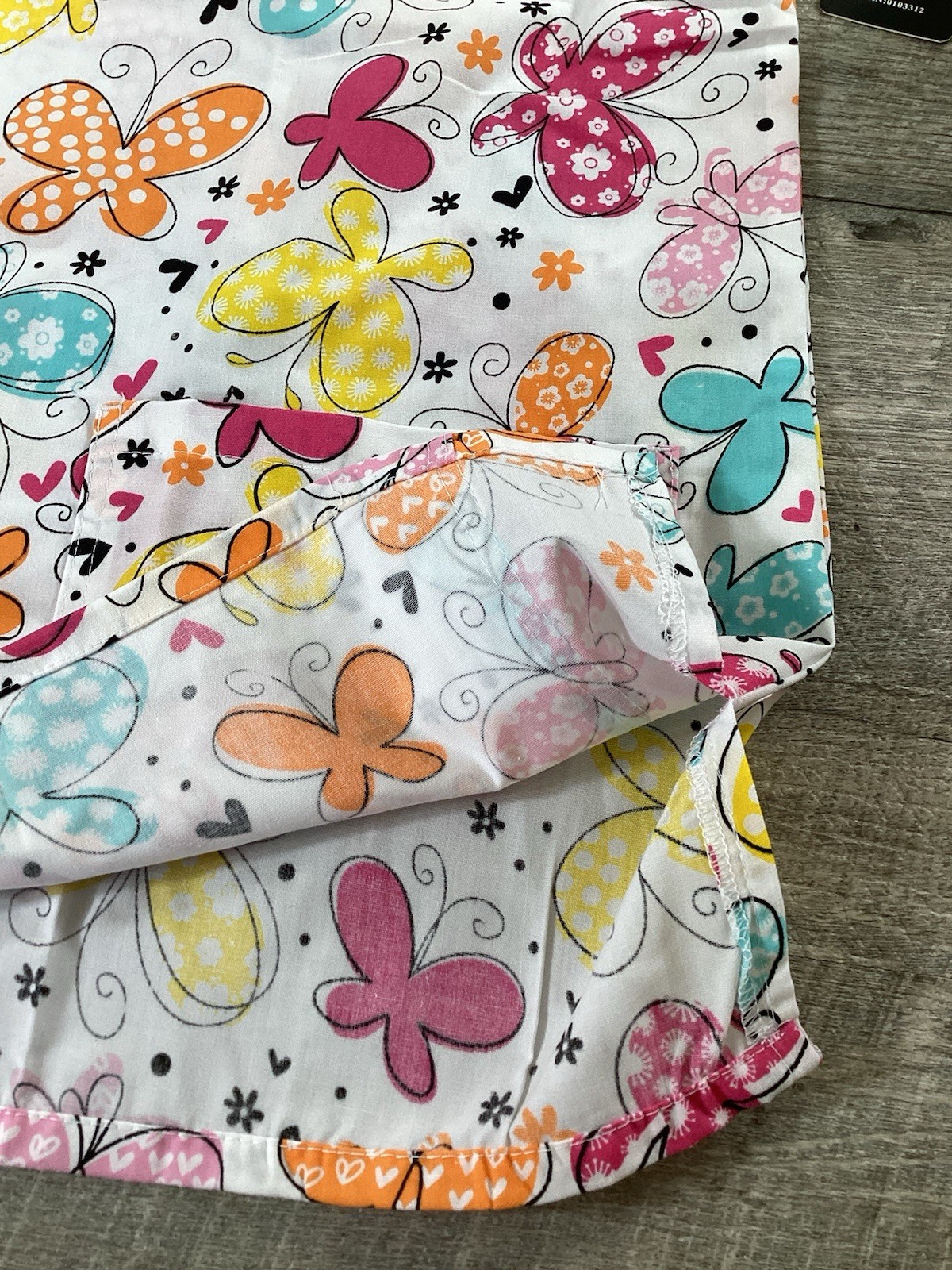 Just Love Womens Scrub Top L Butterfly Print V Neck Medical Nurse Shirt NWT