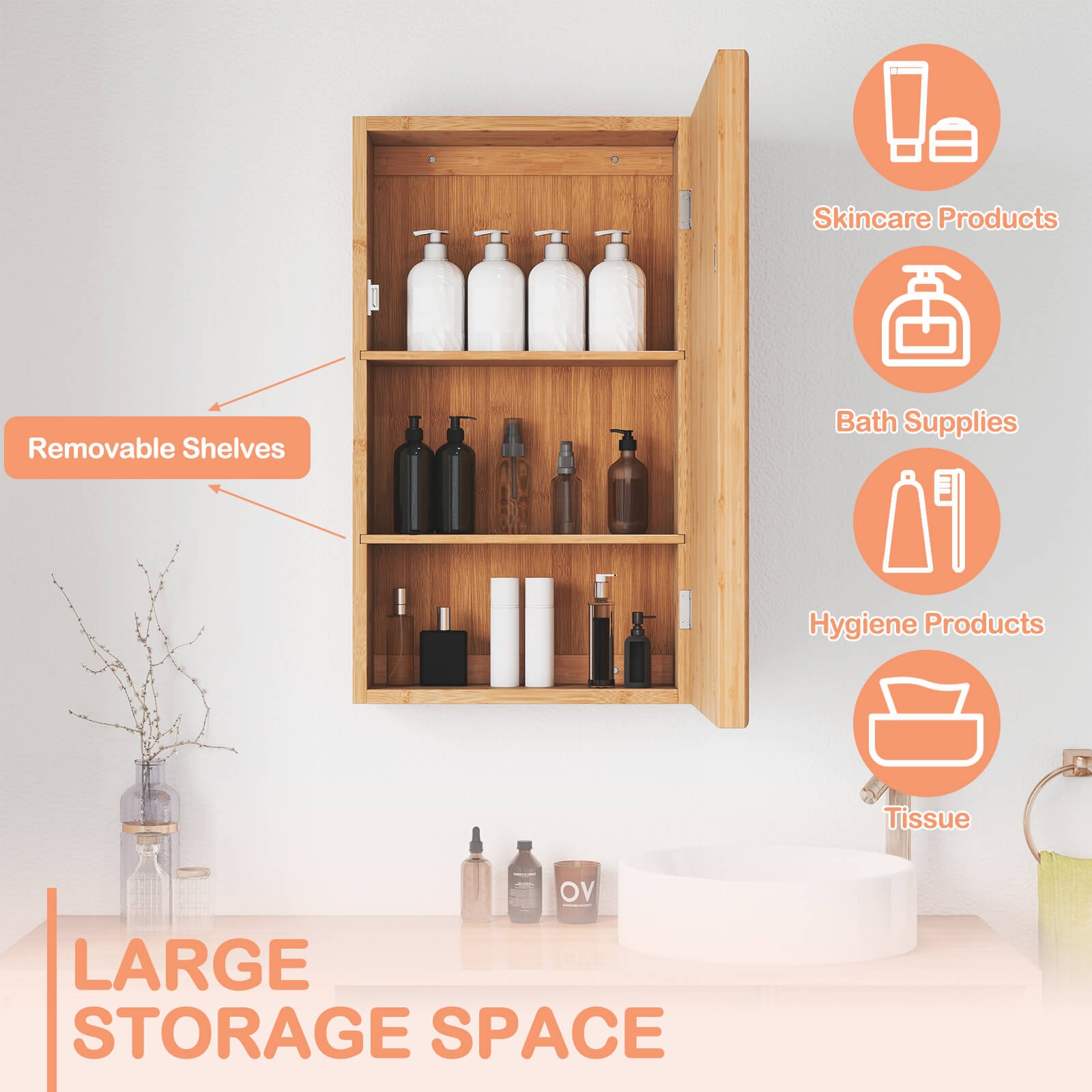 Small Medicine Cabinet w/Mirror Door & Removable Shelves for Compact Spaces