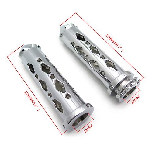 TRHB121-22- Chromed Hollowed-out Spike Grip 7/8" Bars CNC Compatible with
