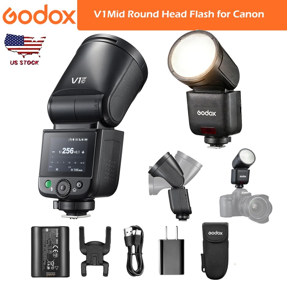 Godox V1 mid C V1midC TTL Flash Touchscreen Round Head mini Flash for Canon