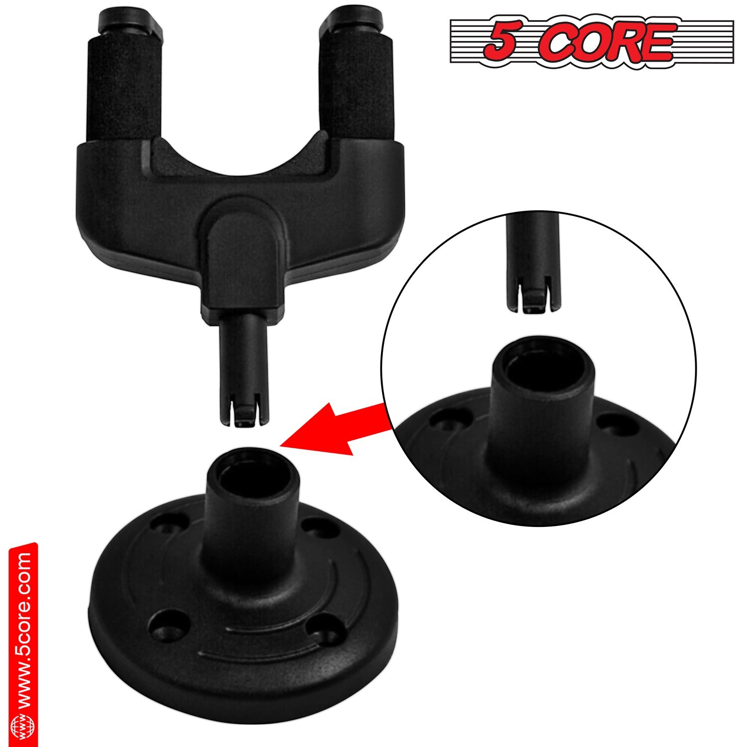 5Core Guitar Wall Mount Hanger 4Pc Hook Soft Padding Adjustable Rotatable Holder