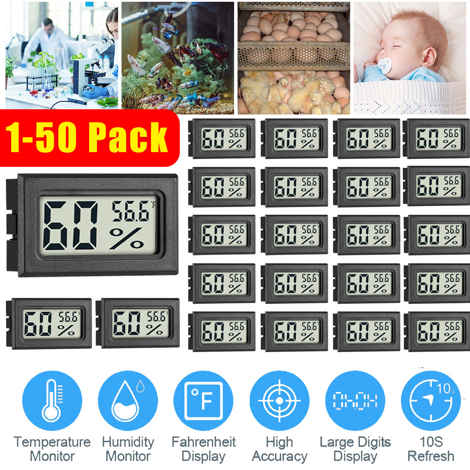 1-50 Pcs Mini Digital Indoor Thermometer Hygrometer Temperature Humidity Meter