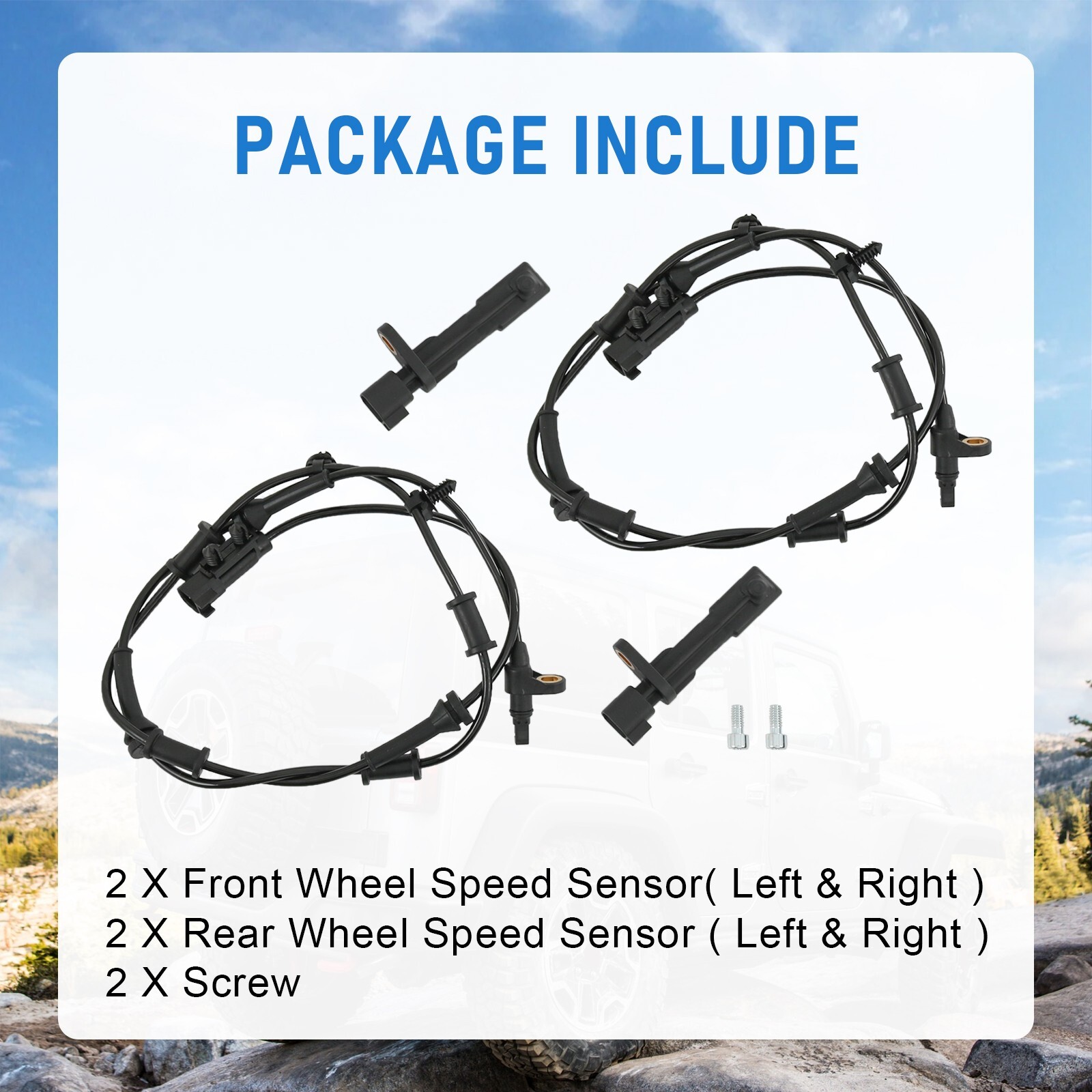 4 PCS Front Rear Left Right ABS Wheel Speed Sensor for 2007-2017 Jeep Wrangler