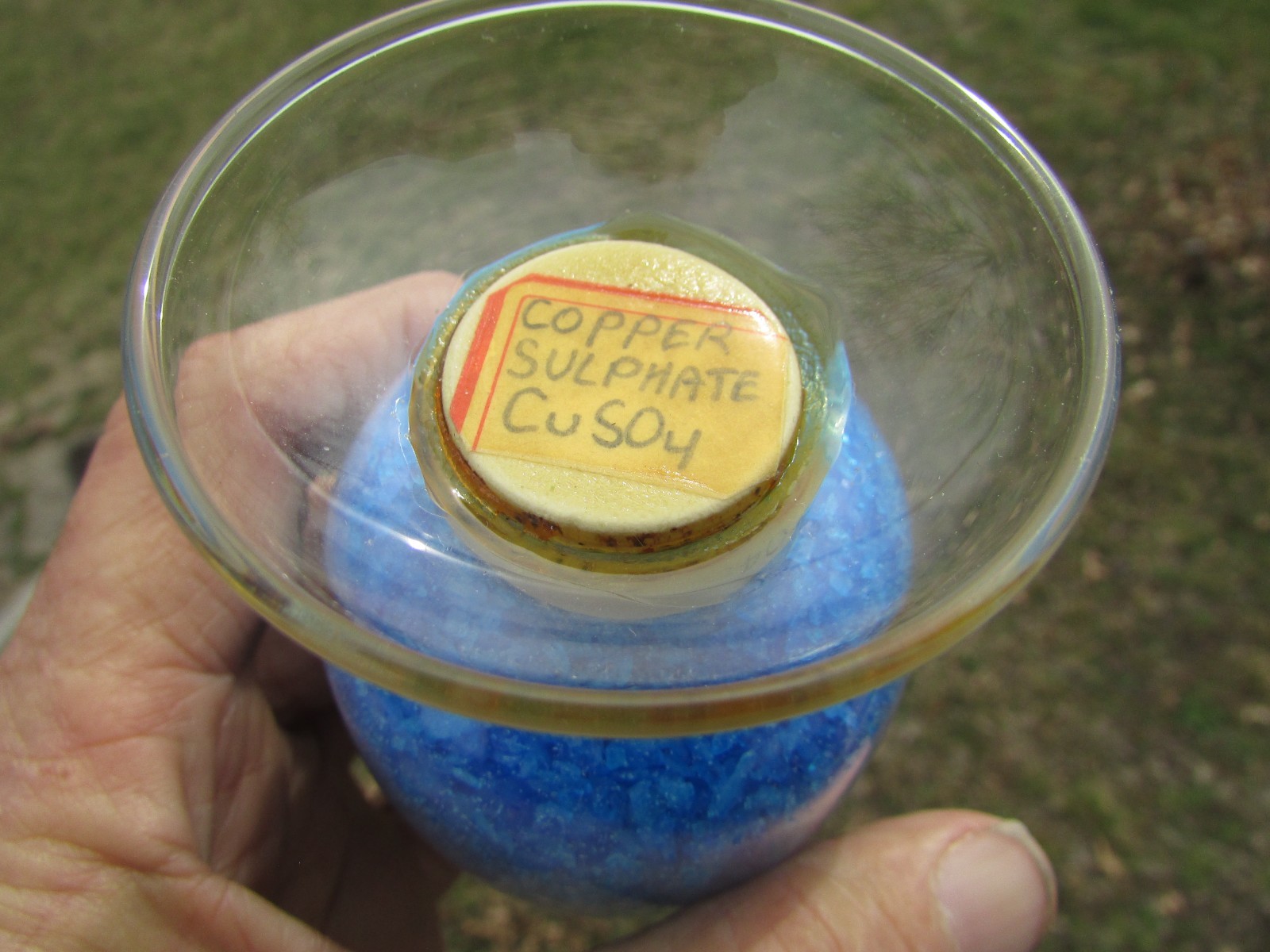 COPPER SULPHATE Show Bottle DISPLAY Dome LABORATORY APOTHECARY SCIENCE Chemical