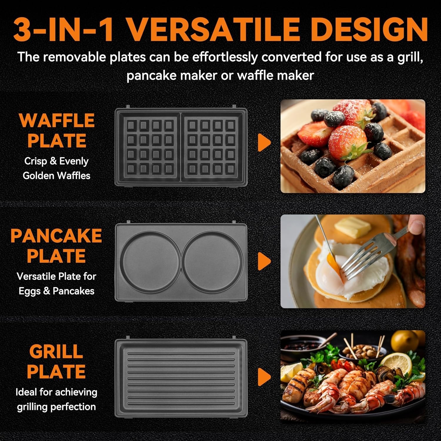 Mini waflera 3 en 1 con placas extraíbles, mini panquequera, máquina para queso