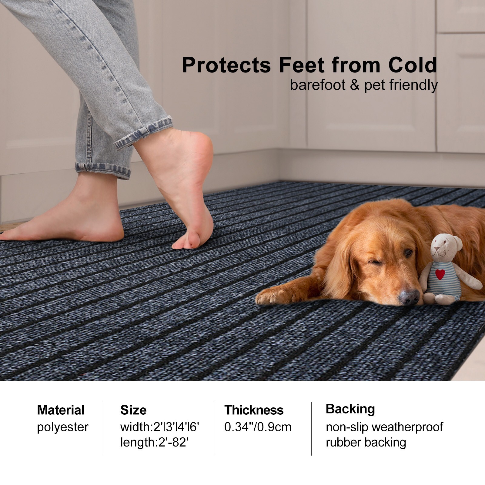 Runner Rug Hallway Non Slip Rubber Back Custom Size as Carpet Doormat Throw Rug