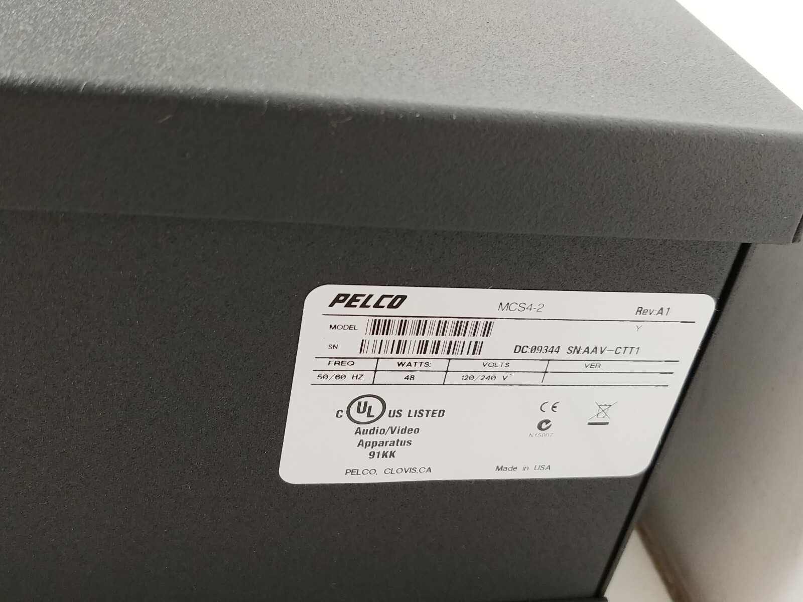 Pelco MCS4-2 Master Camera Power Supply 2 AMP - New Old Stock