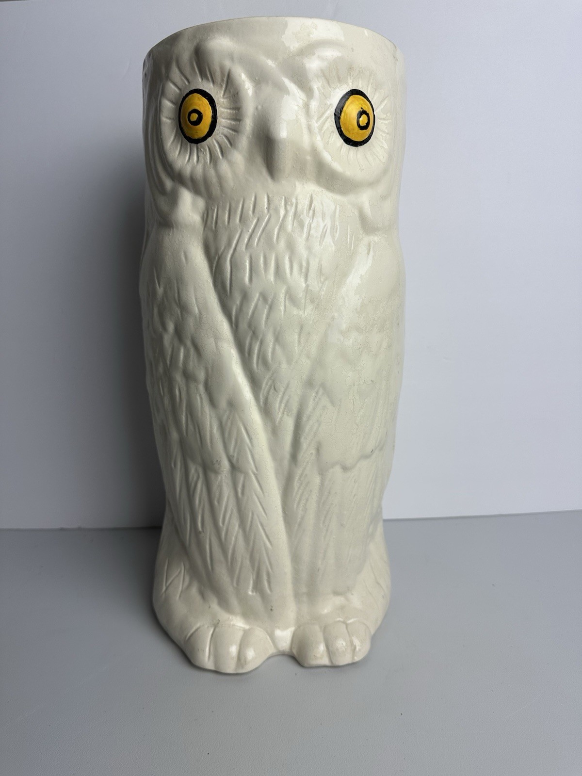 RARE Vintage Mid Century Modern 1960s Ceramic Owl Umbrella Stand Cane Holder MCM