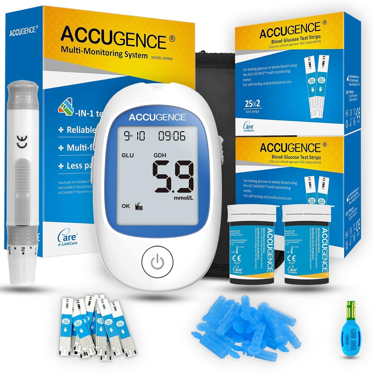 5 Second 3in1 Home Blood Ketone Tester Blood Glucose Meter Uric Acid Test lty
