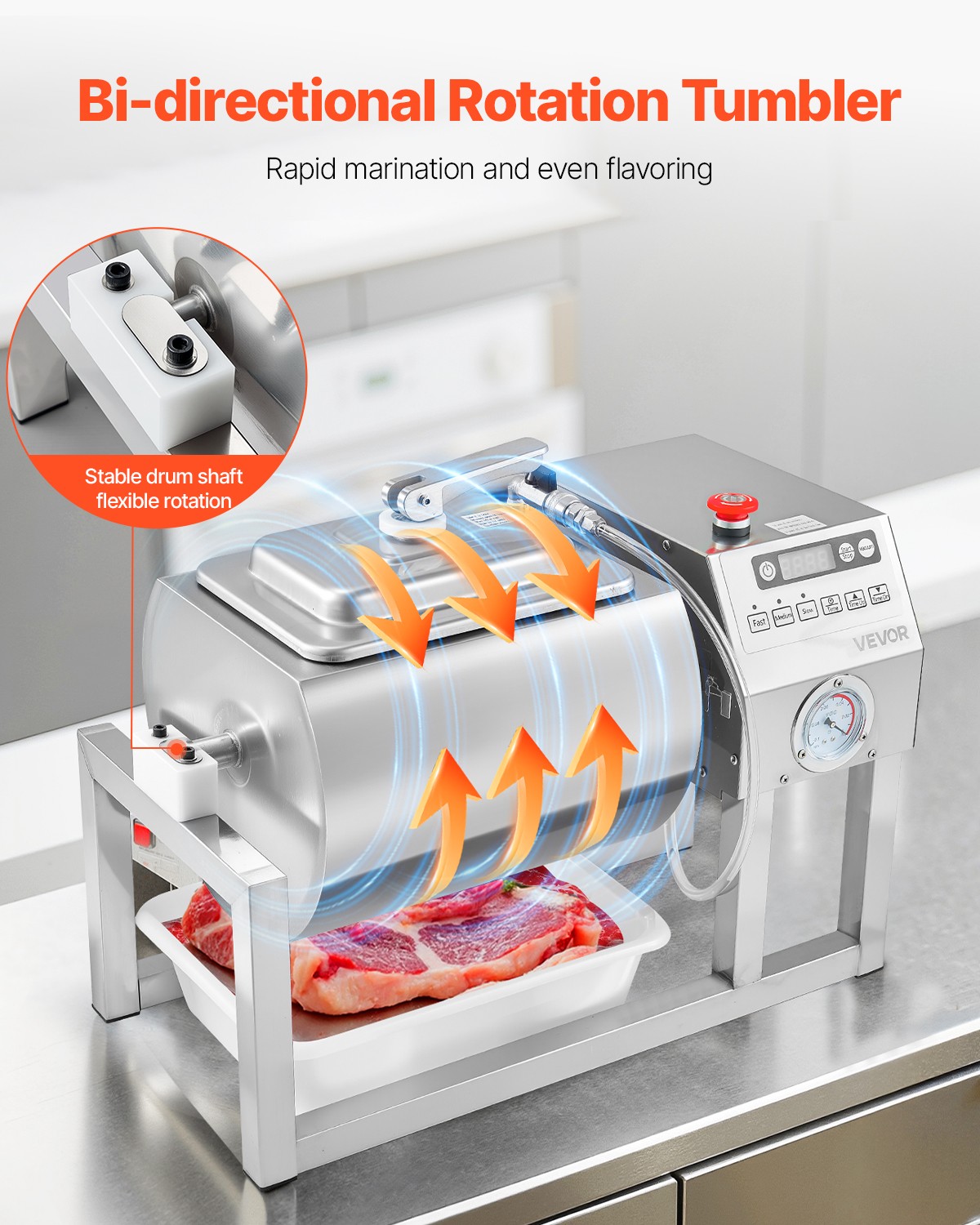VEVOR Vacuum Meat Tumbler Marinator Machine 20L for Chicken Steak Fish