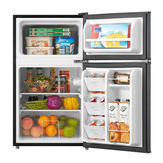 Arctic King 3.2 Cu ft Two Door Mini Fridge with Freezer, Stainless Steel, E-Star