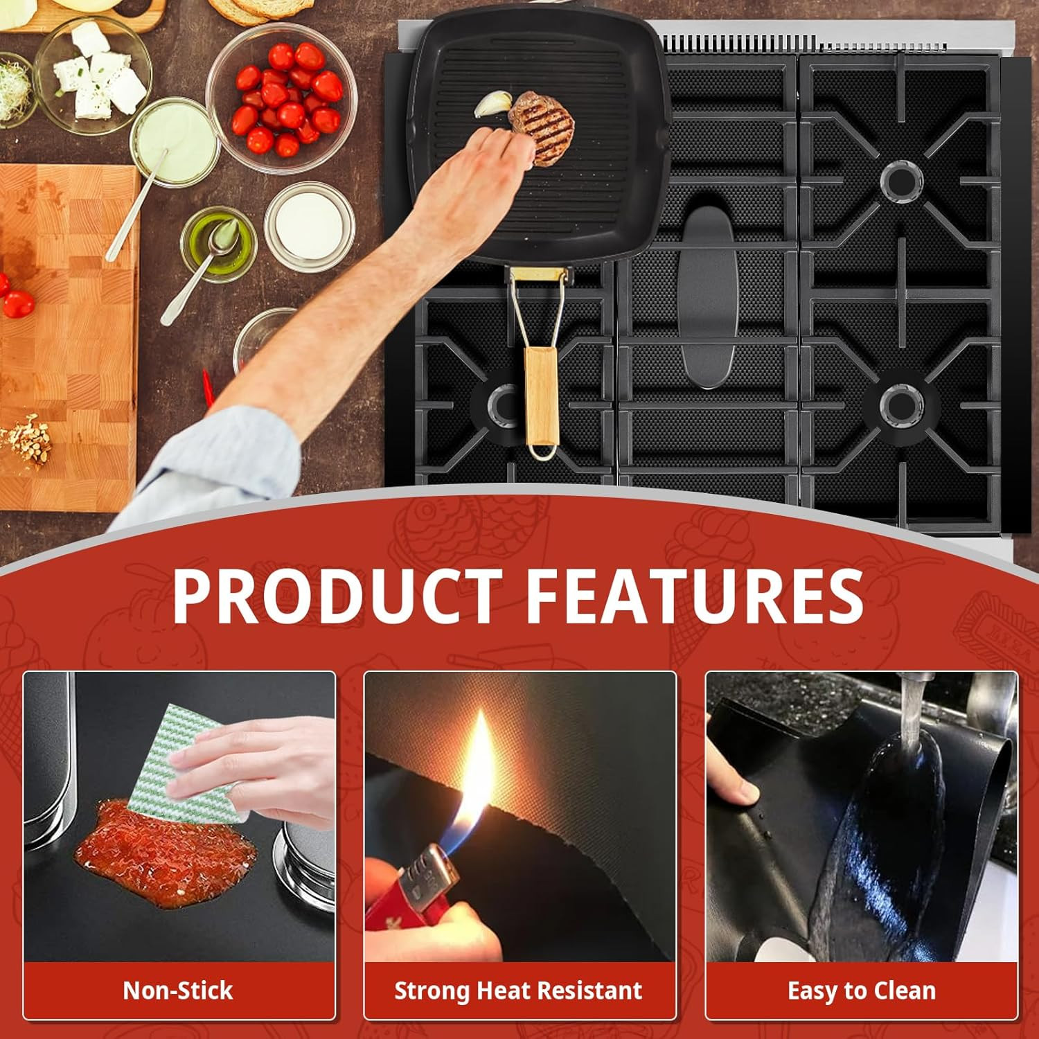 2 Pack Stove Covers, Gas Range Protectors for Samsung Gas Range Stove Cover Reus