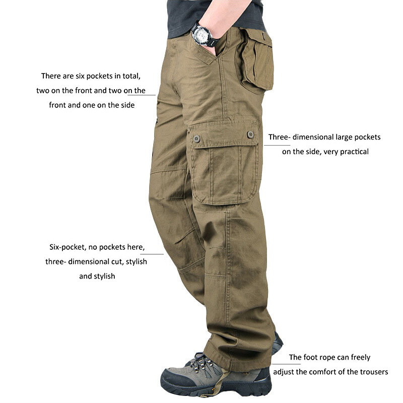 Men's Army Tactical Combat 100% Cotton Cargo Work Pants Outdoor Hiking Trousers
