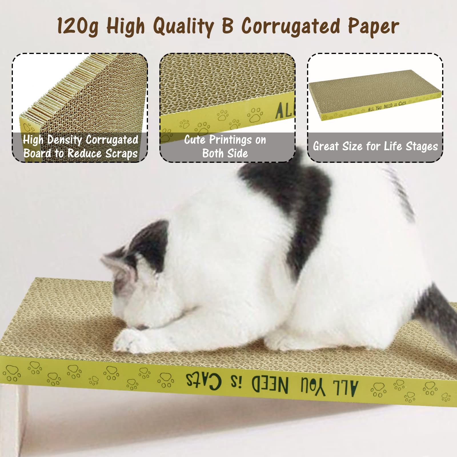 3 Pack Cardboard Cat Scratcher Pads Cat Scratching Board for Indoor
