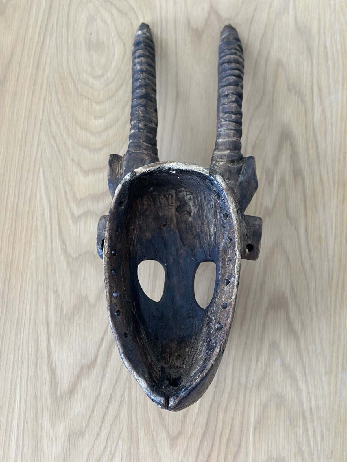 Antique African Antelope Mask Hand Carved Wooden Tribal Art Early 20th Century