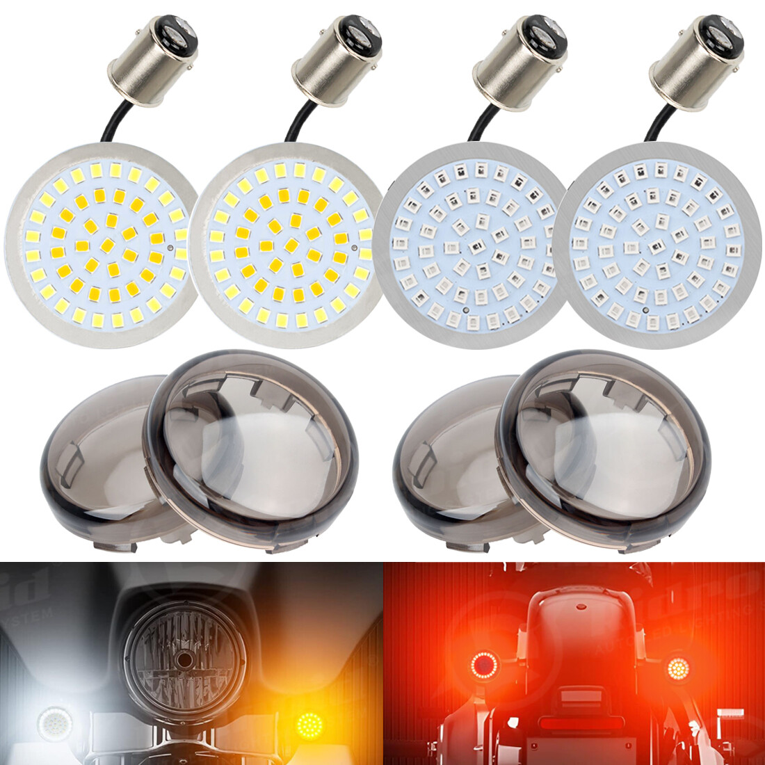 4PCS For Harley Street Glide Road King 1157 LED Turn Signal Front Rear Lights